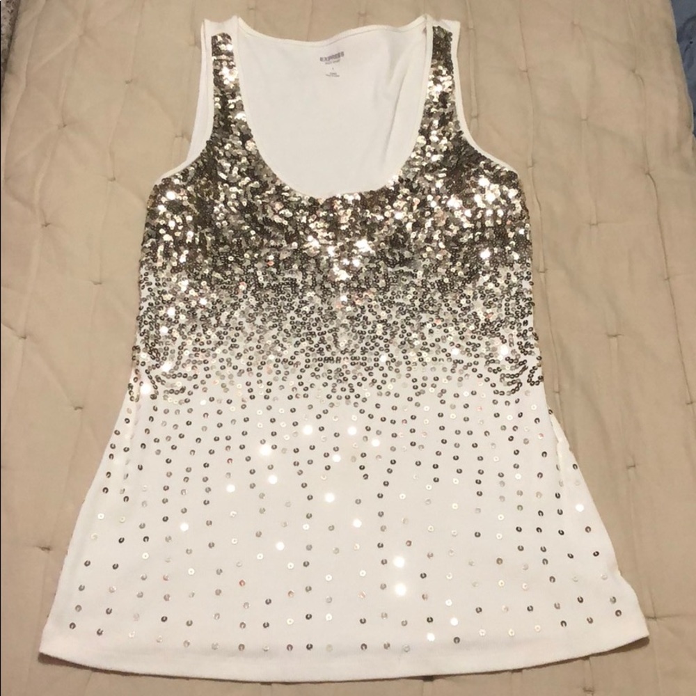 Gold sequin tank top